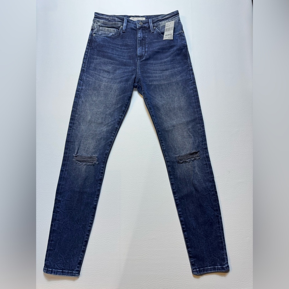 Mavi Lucy Super High Waist Blue Skinny Distressed Jeans sz 27